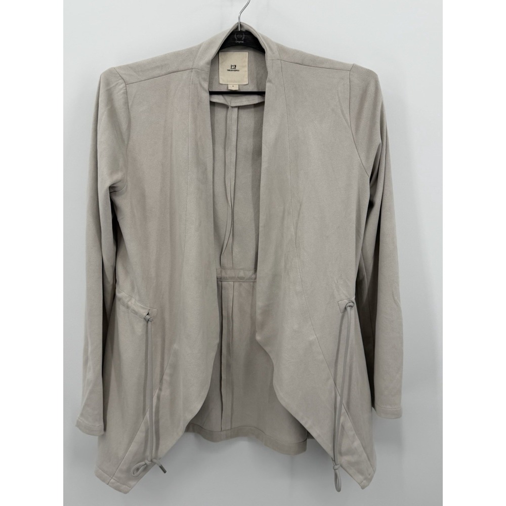 Thread & Supply Jacket Cardigan Womens XS Beige Open Front‎ Pockets Drawstring